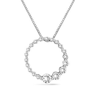 Women's 0.50 ct. Natural Diamonds Circle of Love Pendant & Necklace in 14K White Gold