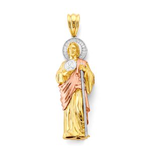 St. Jude Thaddeus Diamond Pendant in 14K Yellow, Rose & White Gold