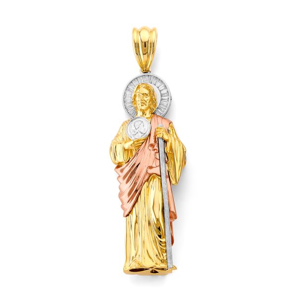 St. Jude Thaddeus Diamond Pendant in 14K Yellow, Rose & White Gold