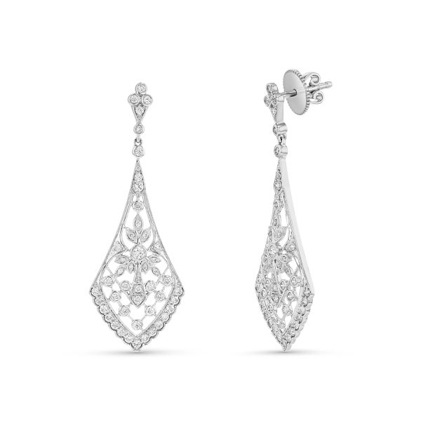 Women's 0.94 ct. Natural Diamonds Dangling Earrings in 18k White Gold