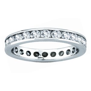 Women's 1.00 ct. Natural Round Diamonds All Around Channel Set Eternity Band in 14K White Gold