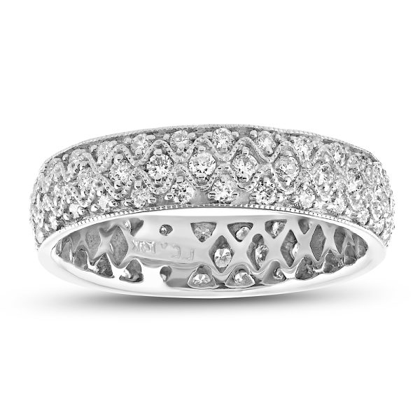 Women's 1.00 ct. Natural Round Diamonds All Around Eternity Band in 14K White Gold