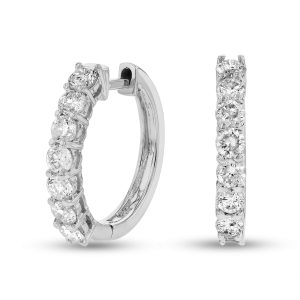 Women's 1.00 ct. Natural Diamonds Hoop Earrings in 14k White Gold