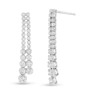 Women's 1.00 ct. Natural Round Diamonds Drop Earrings in 14K White Gold