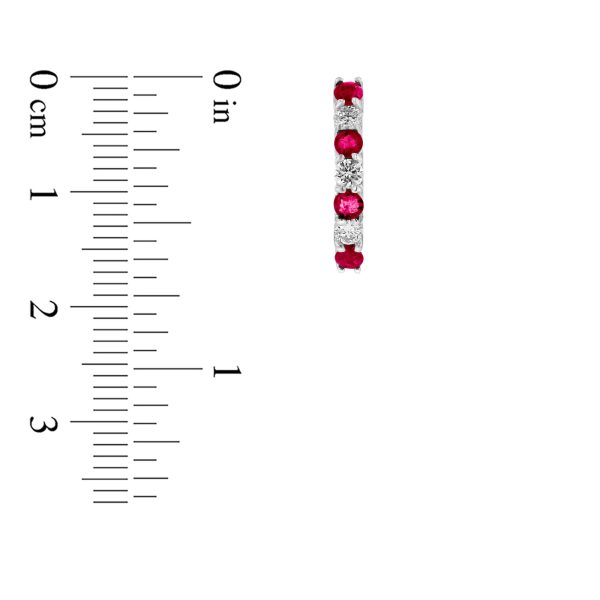Women's 1.15 ct. Natural Rubies & Diamonds Hoop Earrings in 14k White Gold - Image 2