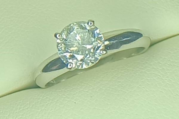 GIA 1.69 ct. Natural Round Diamond Solitaire Ring in 14K White Gold