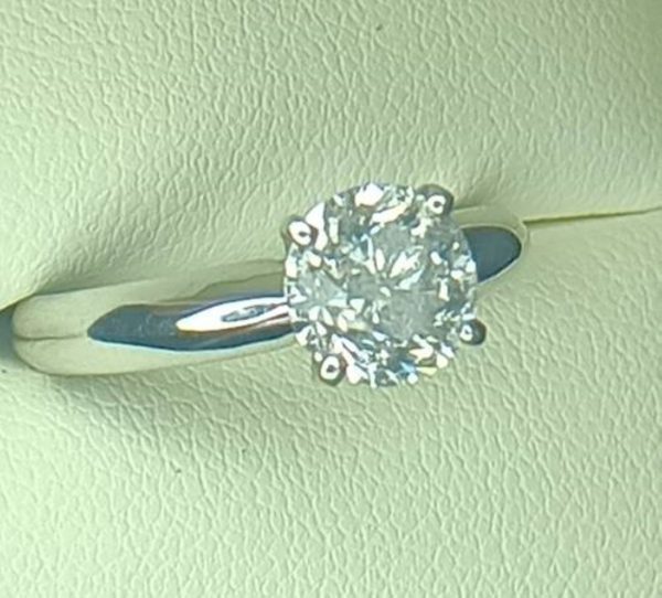 GIA 1.78 ct. Natural Round Diamond Solitaire Ring in 14K White Gold