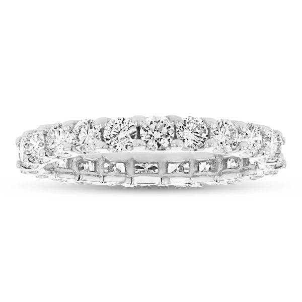 Women's 1.80 ct. U Shaped Round Natural Diamonds Eternity Ring in 14K White Gold
