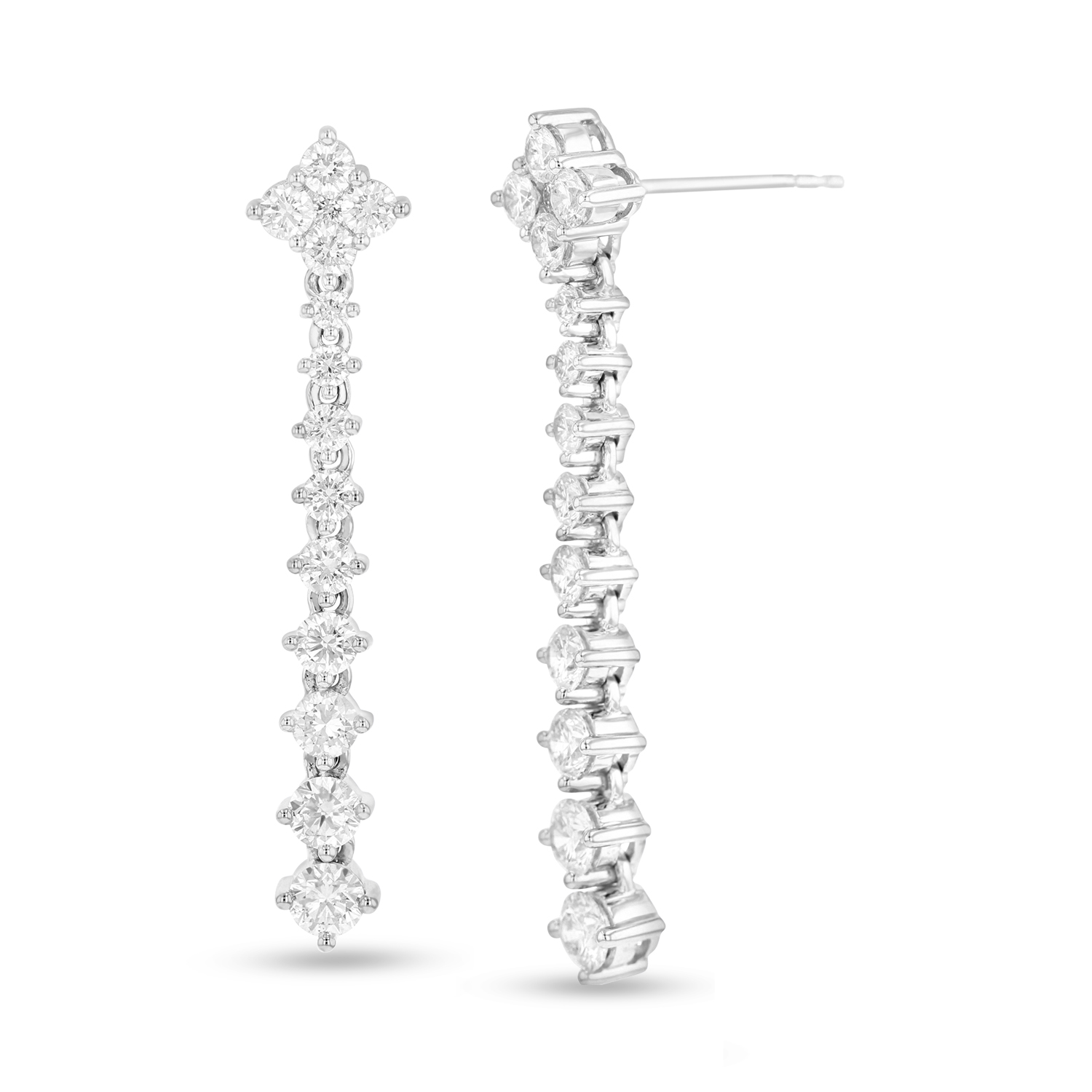 Women’s 1.94 ct. Natural Round Diamonds Dangling Earrings in 18K White Gold