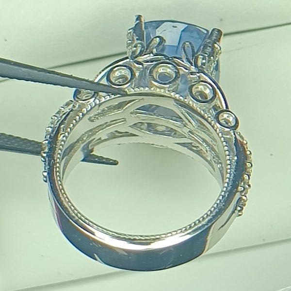 GIA 10.69 ct.  Sapphire & Diamond Ring 14k White Gold - Image 8