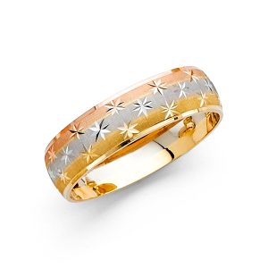 Men's 6.0 mm Designer Wedding Band in 14K Yellow, Rose & White Gold