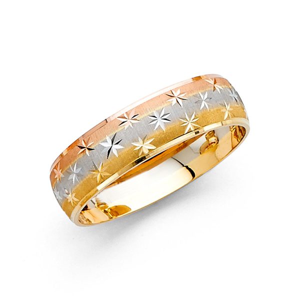 Men's 6.0 mm Designer Wedding Band in 14K Yellow, Rose & White Gold