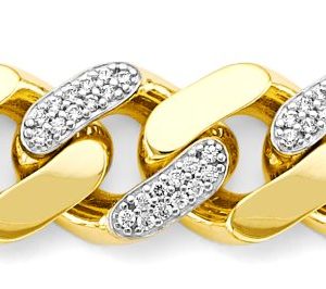Men's 22" 9.5 mm Miami Cuban Link Necklace with Lab Diamonds in 14K Yellow Gold