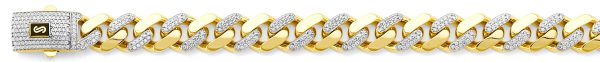 Men's 22" 9.5 mm Miami Cuban Link Necklace with Lab Diamonds in 14K Yellow Gold