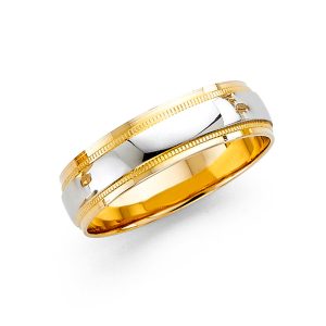 Men's 6.0 mm Milgrain Wedding Band in 14K Yellow & White Gold