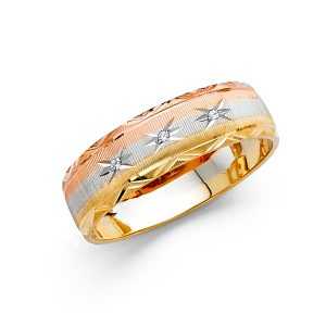 Men's 6.0 mm Designer Wedding Band in 14K Yellow, Rose & White Gold