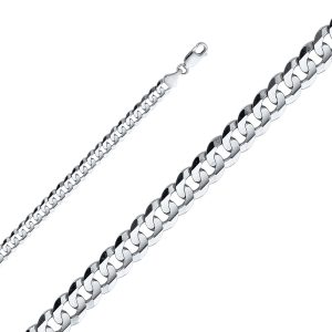 22" 6.9 mm Miami Cuban Concave Necklace in 14K White Gold