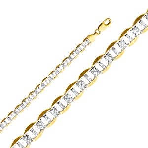 Men's 22" 7.7 mm Flat Mariner Designer Chain in 14K Yellow & White Gold