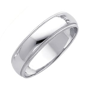 5.0 mm Milgrain Comfort Fit Wedding Band in 14K White Gold