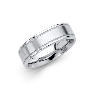 6.0 mm Brushed Wedding Band in 14K White Gold