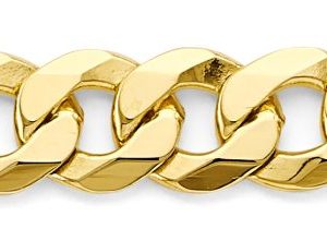 Men's 22" 8.0 mm Solid Beveled Curb Chain in 14K Yellow Gold
