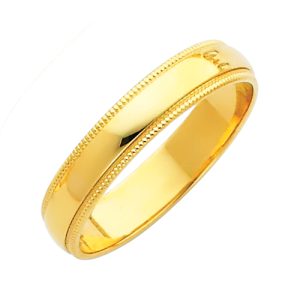 4.0 mm Milgrain Comfort Fit Wedding Band in 14K Yellow Gold
