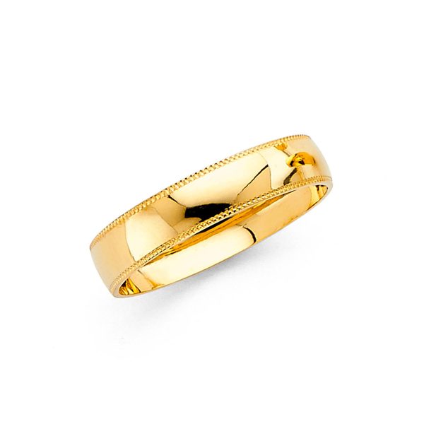 Women's High Polished Milgrain Wedding Band in 14K Yellow Gold