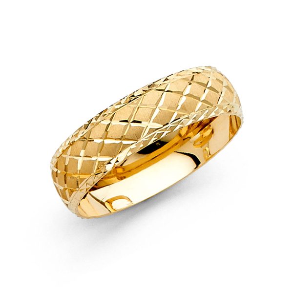 Women's 6.0 mm Designer Wedding Band in 14K Yellow Gold