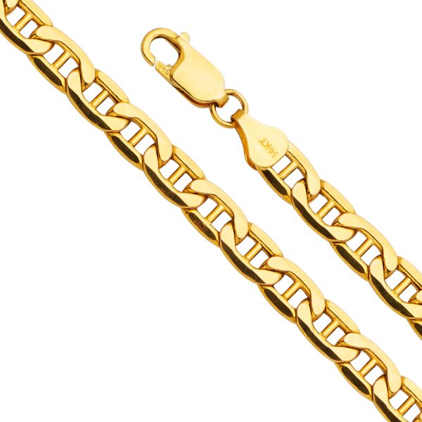 26" 6.2 mm Hollow Mariner Bevel Chain in 14K Yellow Gold