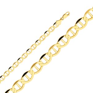 Men's 22" 7.7 mm Flat Mariner Chain in 14K Yellow Gold