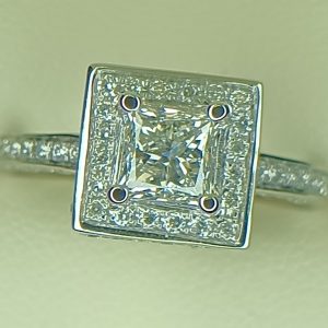 GSI 1.80 ct. Natural Princess Halo Diamond Wedding Ring in 14K White Gold (GSI) Certified