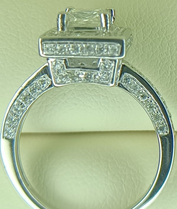 GSI 1.80 ct. Natural Princess Halo Diamond Wedding Ring in 14K White Gold (GSI) Certified - Image 6