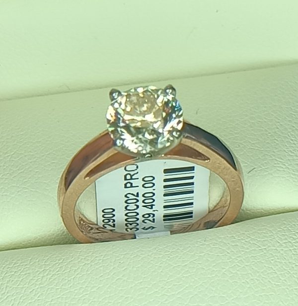 GIA 2.05 ct. Natural Round Diamond Solitaire Ring in 10k Rose Gold - Image 3