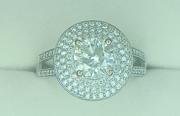 Women's 2.20 ct. Natural Round Diamonds Halo Ring in 14k White Gold