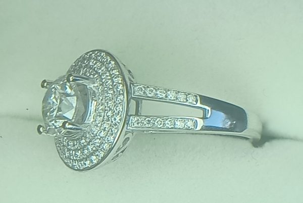Women's 2.20 ct. Natural Round Diamonds Halo Ring in 14k White Gold - Image 2
