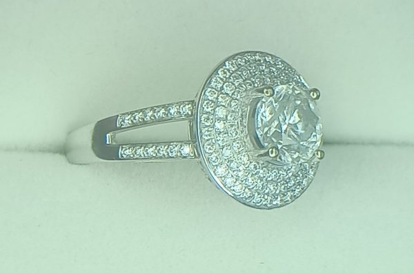 Women's 2.20 ct. Natural Round Diamonds Halo Ring in 14k White Gold - Image 3