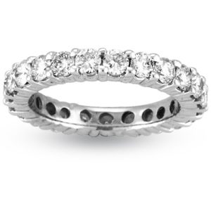 Women's 3.00 ct. Natural Round Diamonds Shared Prong All Around Eternity Band in 14K White Gold