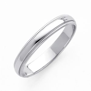 3.0 mm Milgrain Comfort Fit Wedding Band in 14K White Gold
