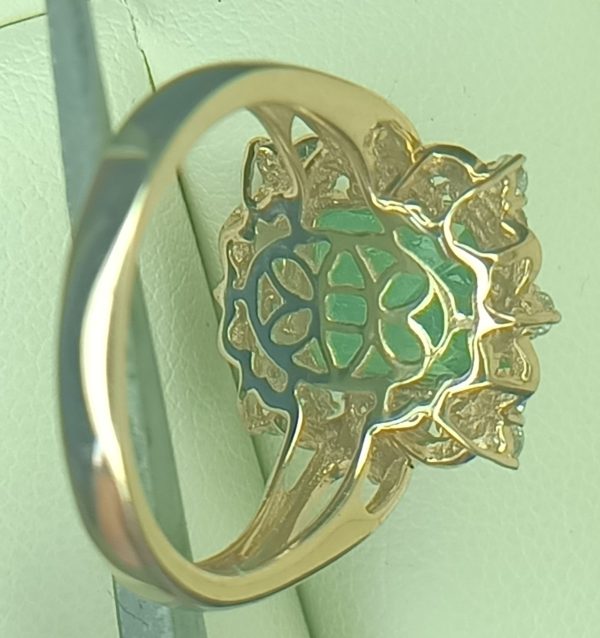 Women's 3.15 ct. Natural Emerald & Round Diamonds Ring in 14k Yellow Gold - Image 5