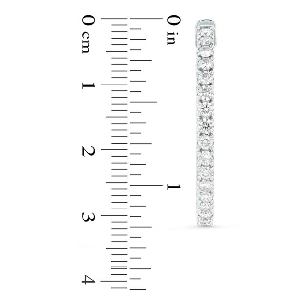 Women's 4.00 ct. Natural Round Diamonds Hoop Earrings in 14K White Gold - Image 2