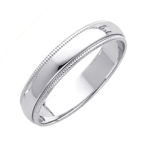 4.0 mm Milgrain Comfort Fit Wedding Band in 14K White Gold