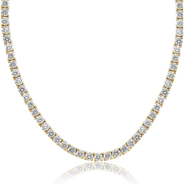 Men's 24" 43.50 ct. Natural Round Diamonds Necklace in 14K Yellow Gold