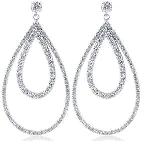 5.00 ct. Lab Grown Diamond Drop Earrings in 10k White Gold 2" Tall