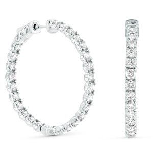 Women's 5.00 ct. Natural Diamonds Hoop Earrings in 14k White Gold