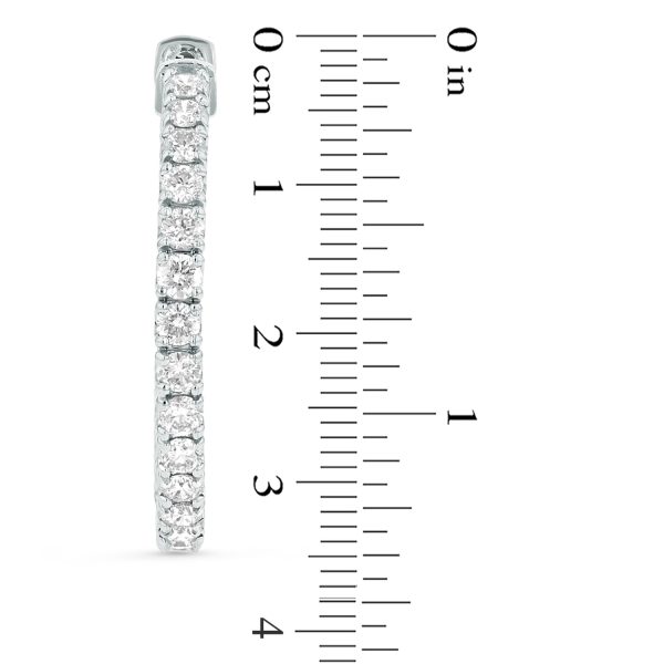 Women's 5.00 ct. Natural Diamonds Hoop Earrings in 14k White Gold - Image 2