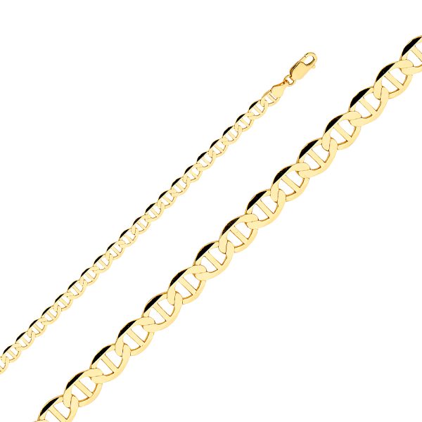22" 5.5 mm Flat Mariner Chain in 14K yellow Gold