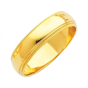 5.0 mm Milgrain Comfort Fit Wedding Band in 14K Yellow Gold