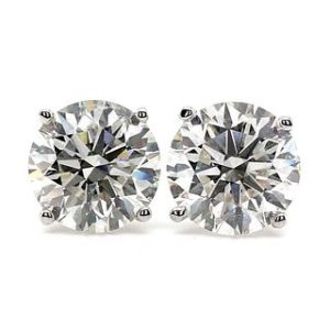 6.00 ct. Natural Round Diamonds Screw Back Earrings in 18k White Gold
