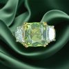 GIA 6.06 ct. Alexandrite & Half Moon Diamonds Ring in 18K White & 14K Yellow Gold