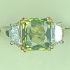 GIA 6.06 ct. Alexandrite & Half Moon Diamonds Ring in 18K White & 14K Yellow Gold - Image 2
